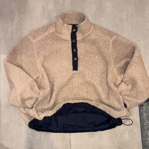 American Eagle Outfitters Tan Sherpa Zip Up Sweater